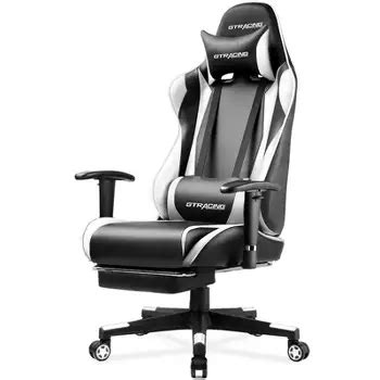 gaming chair with footrest|GTRACING Gaming Chair with Footrest Premium Faux Leather .